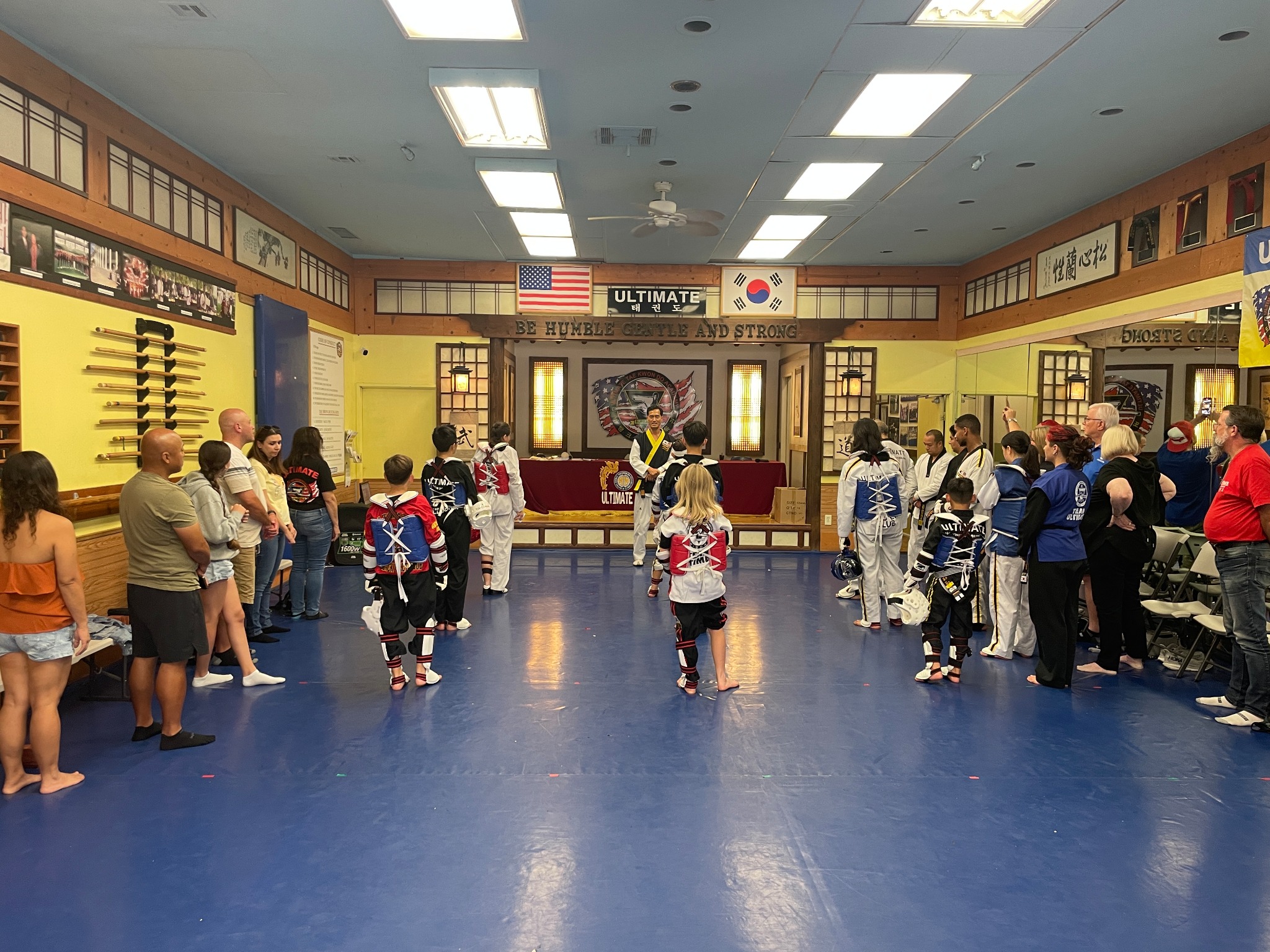 Families watching a Taekwondo event